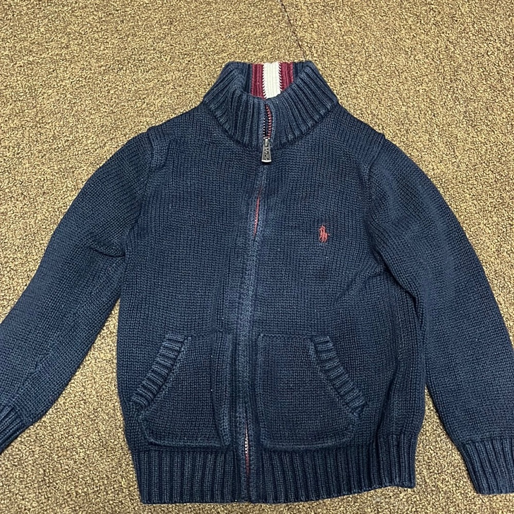 Ralph Lauren polo full zip navy blue sweater size 3t